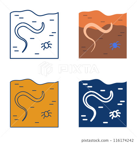 Soil with earthworm icon set 116174242