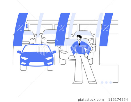 Used car dealership abstract concept vector illustration. 116174354