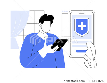 Buying insurance online abstract concept vector illustration. Buying insurance online abstract concept vector illustration. 116174692