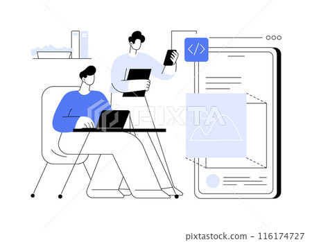 Mobile apps development abstract concept vector illustration. 116174727