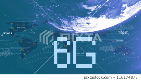 Image of 6g text and data processing over globe Image of 6g text and data processing over globe 116174875