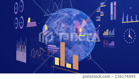 Image of financial data processing over globe Image of financial data processing over globe 116174895