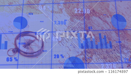Image of financial data processing over world map Image of financial data processing over world map 116174897