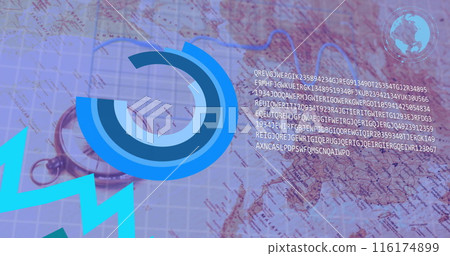 Image of financial data processing over world map Image of financial data processing over world map 116174899