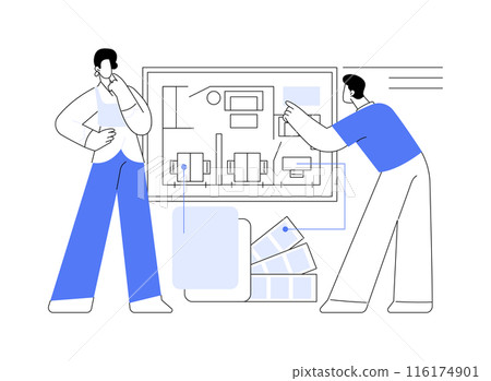 Furniture project abstract concept vector illustration. Furniture project abstract concept vector illustration. 116174901