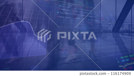 Image of financial data processing over modern office Image of financial data processing over modern office 116174909