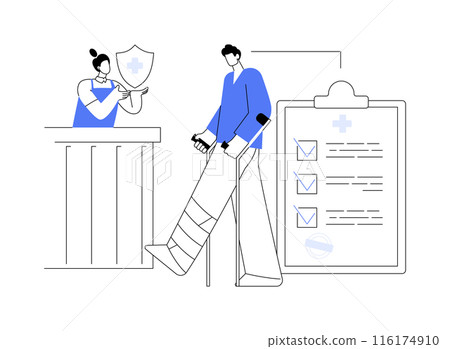 Workplace injury compensation abstract concept vector illustration. Workplace injury compensation abstract concept vector illustration. 116174910