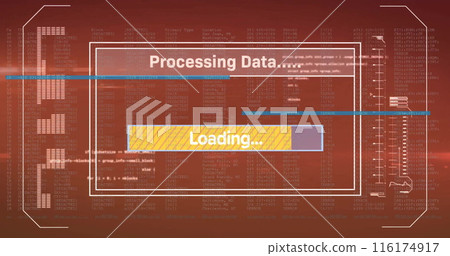 Image of text and data processing over dark background 116174917