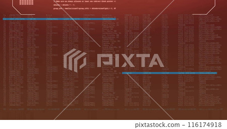 Image of text and data processing over dark background 116174918