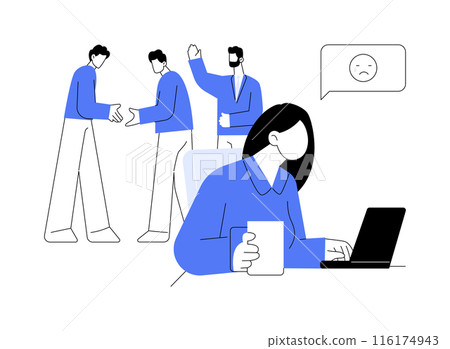 Gender discrimination at a workplace abstract concept vector illustration. 116174943