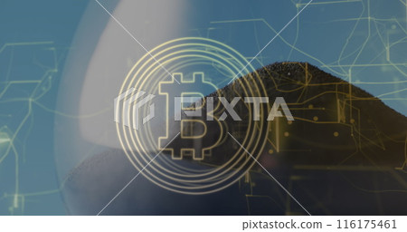 Image of bitcoin and data processing over hourglass Image of bitcoin and data processing over hourglass 116175461