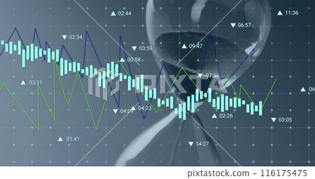 Image of financial data processing over hourglass 116175475