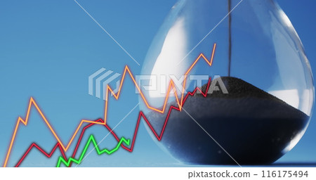 Image of lines and financial data processing over hourglass Image of lines and financial data processing over hourglass 116175494