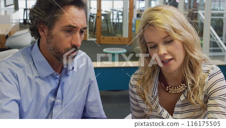 Image of caucasian colleagues in office 116175505