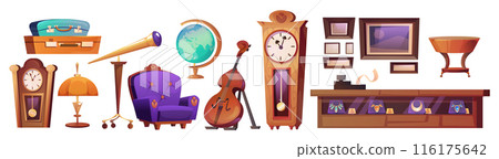 Antique store furniture and elements. Antique store furniture and elements. 116175642