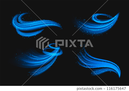 Circle and wave blue wind effect with particles. 116175647