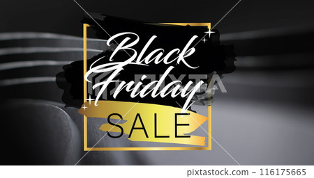 Image of black friday sale text over rolled up black paper on black background 116175665