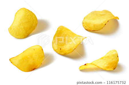 Potato chips set isolated on white background Potato chips set isolated on white background 116175732