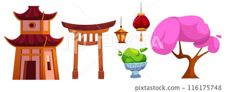 Chinese village or town traditional elements. 116175748