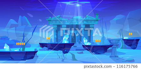 Underwater landscape with antique temple 116175766