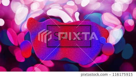 Image of sale text over blue and red globule and pink and white lights on black background Image of sale text over blue and red globule and pink and white lights on black background 116175915
