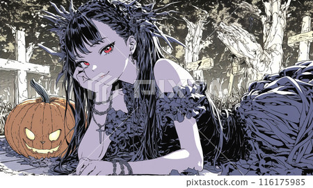 萬聖節之夜哥德蘿莉時尚女人 萬聖節之夜哥德蘿莉時尚女人 116175985