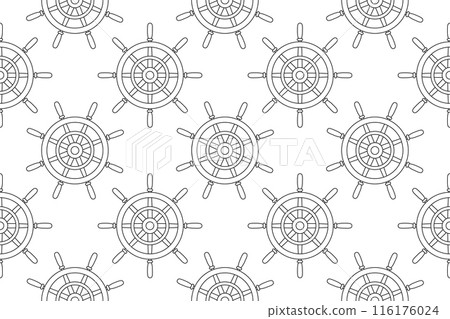 Nautical Ship Wheel Pattern Coloring Page 116176024