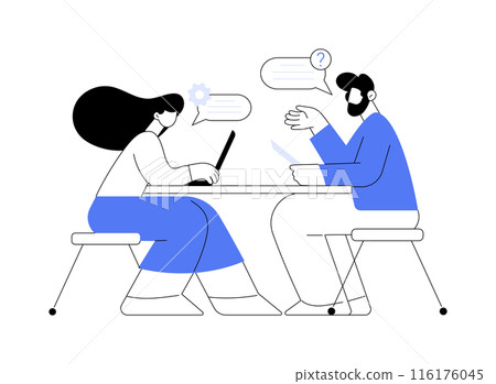Interviewing a candidate abstract concept vector illustration. Interviewing a candidate abstract concept vector illustration. 116176045