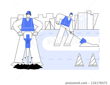 Road maintenance work abstract concept vector illustration. 116176075