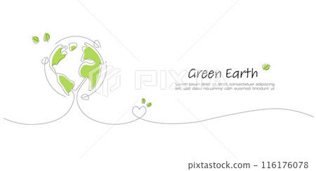 Recycle concept. The earth on the tree shape. Sustainable of Green ecology and environment concept. Line art style vector illustration. Recycle concept. The earth on the tree shape. Sustainable of Green ecology and environment concept. Line art style vector illustration. 116176078