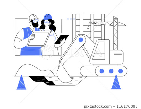 Excavation works abstract concept vector illustration. Excavation works abstract concept vector illustration. 116176093