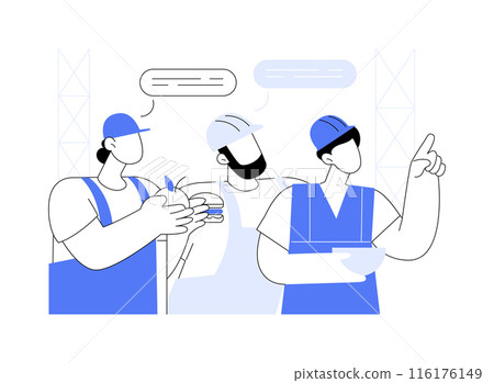 Lunch break at the construction site abstract concept vector illustration. 116176149