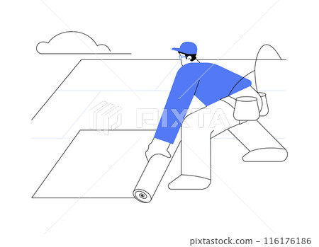 Installing roof underlayment abstract concept vector illustration. 116176186