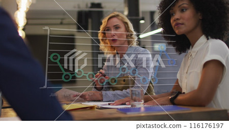 Diverse friends discussing business strategies, white background 116176197