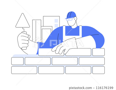Laying bricks abstract concept vector illustration. Laying bricks abstract concept vector illustration. 116176199