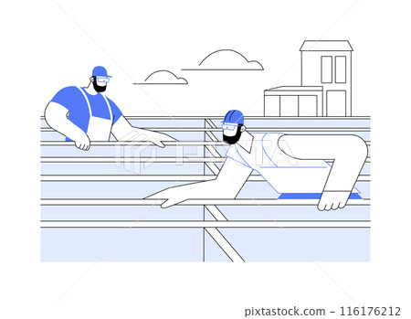 Floor joists installation abstract concept vector illustration. 116176212