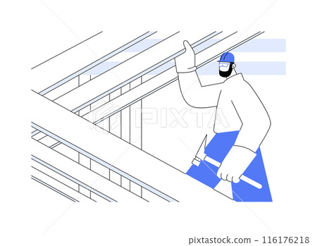Installation of roof trusses abstract concept vector illustration. 116176218