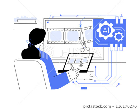 AI-Optimized Video Editing abstract concept vector illustration. AI-Optimized Video Editing abstract concept vector illustration. 116176270