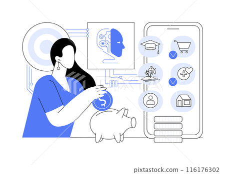 AI-Optimized Savings Goals abstract concept vector illustration. 116176302