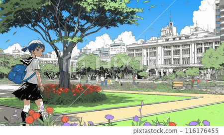 A slightly upscale high school campus A slightly upscale high school campus 116176455