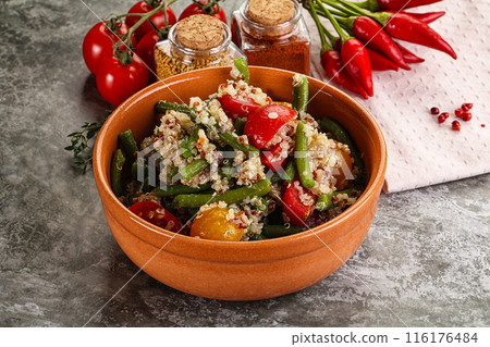 Vegan boiled quinoa with vegetables Vegan boiled quinoa with vegetables 116176484