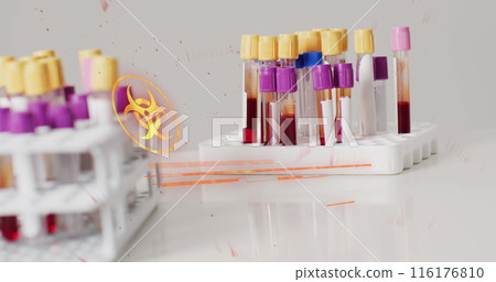 Image of emergency text over vials with liquid 116176810