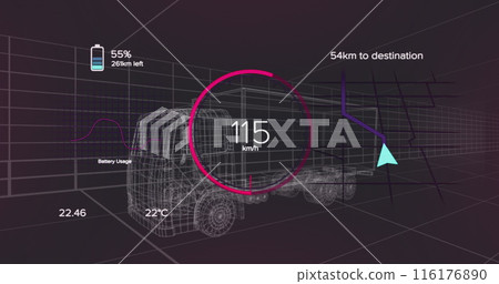 Image of 3d car model over dark background 116176890