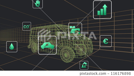 Image of 3d car model over dark background 116176898