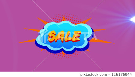 Image of huge sale text over retro cloud speech bubble on pink background Image of huge sale text over retro cloud speech bubble on pink background 116176944