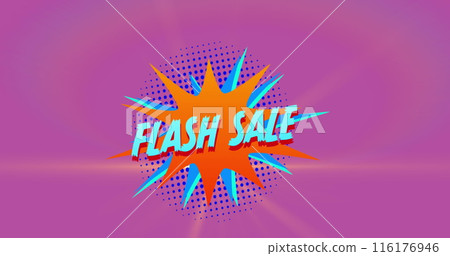 Image of flash sale text over retro star speech bubble on pink background Image of flash sale text over retro star speech bubble on pink background 116176946