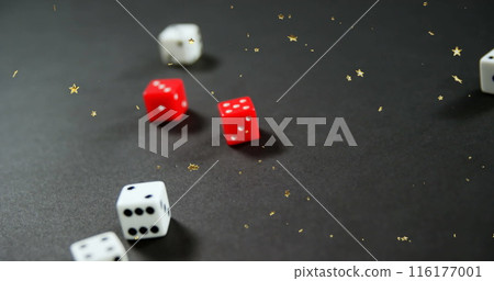 Image of stars falling over dices Image of stars falling over dices 116177001