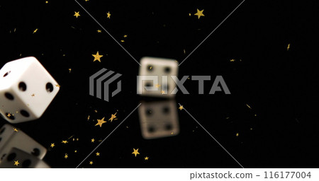 Image of stars falling over dices Image of stars falling over dices 116177004
