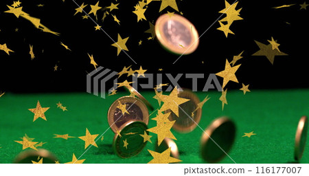 Image of stars over coins falling Image of stars over coins falling 116177007