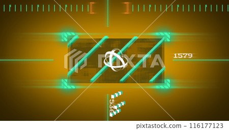 The image features a image of text, scope scanning and data processing on screens The image features a image of text, scope scanning and data processing on screens 116177123